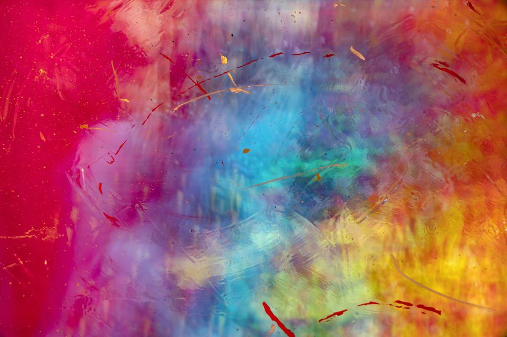 Painting with rainbow pattern and glossy texture