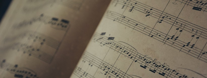 Close-up photo of sheet music.